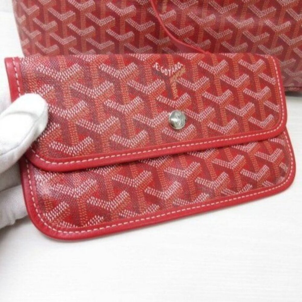 RARE Authentic Goyard Goyardine Saint Louis PM Red Shoulder Tote Bag & Pouch - Picture 10 of 16